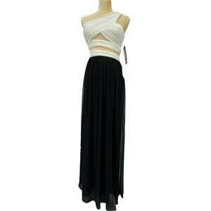 New BLONDIE NITES Single Shoulder Mesh Panel Formal Gown Missy Size 3